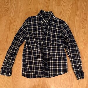 GAP Men's Navy and White Plaid Button Down Shirt